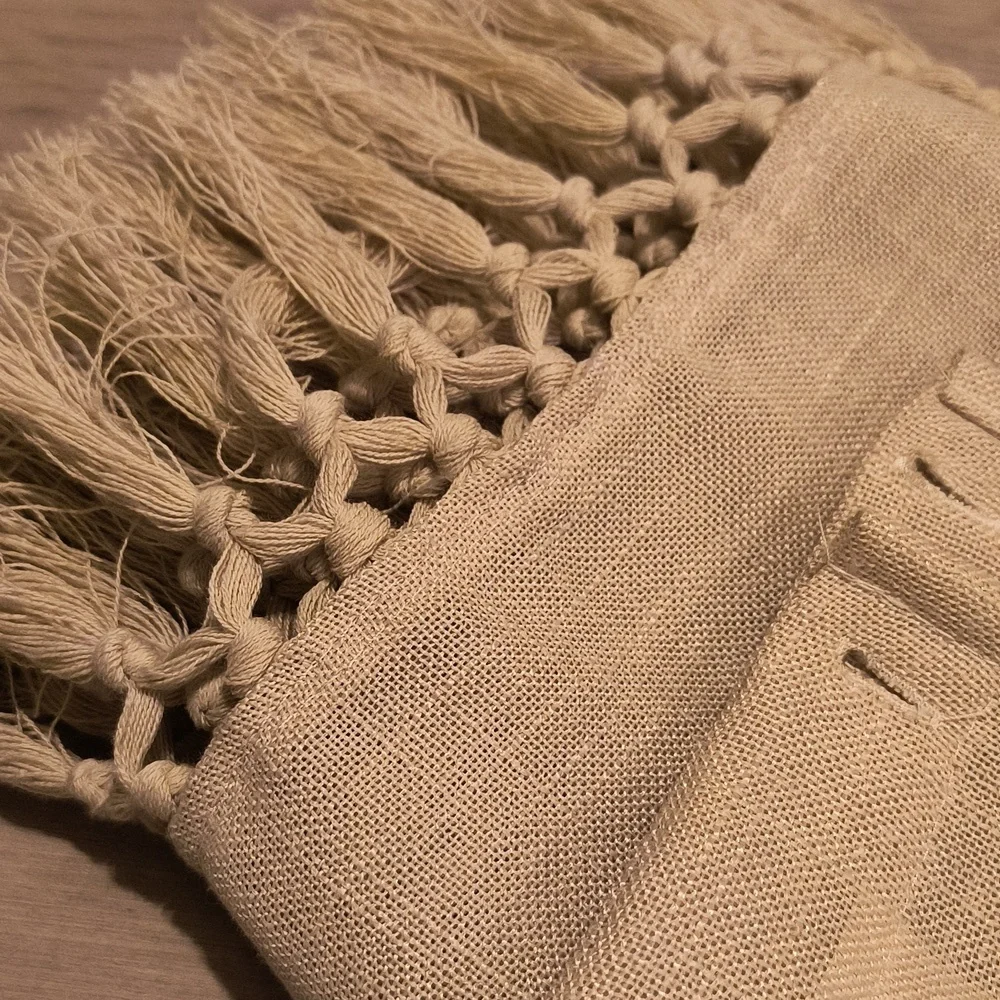 Linen Blend Fringe Shower Curtain